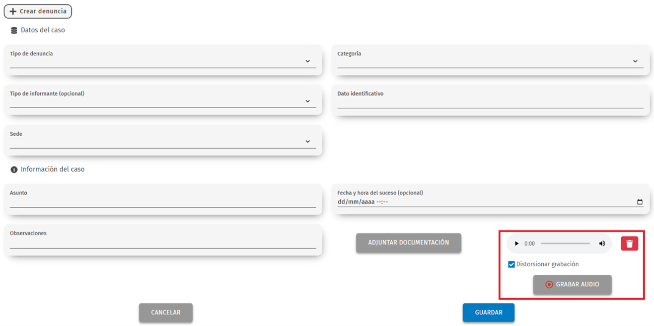 captura Notas de audio myReport!n