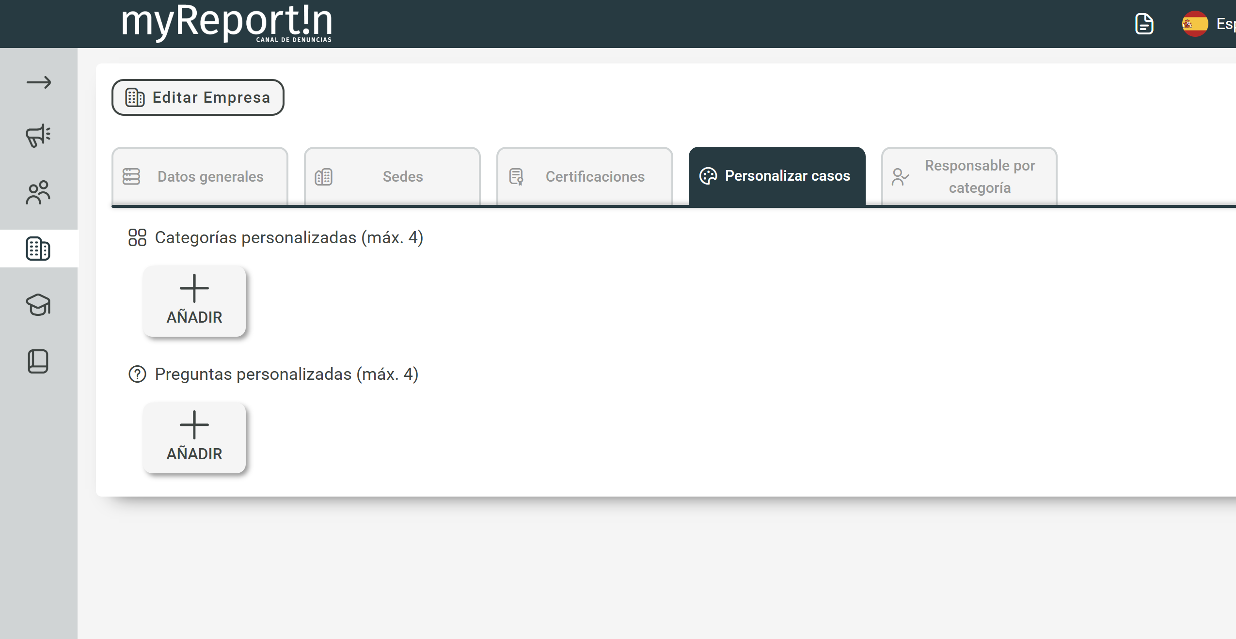 captura Personalización de casos myReport!n